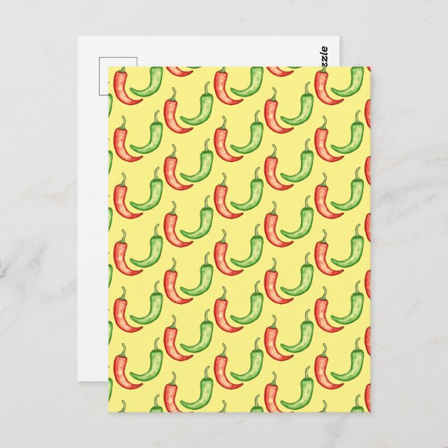 Cartão Postal Pimentos De Mola Vermelha E Verde (Frente/Verso)