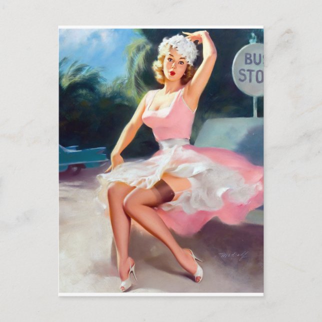 Cartão Postal Pin de paragem do autocarro acima (Frente)