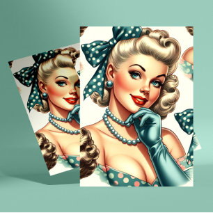 Cartão Postal Pin-up Clássico Fofo Retrô