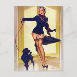 Cartão Postal Pin-Up com Poodle