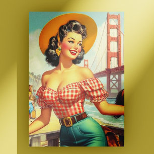 Cartão Postal Pin Up Country Vintage