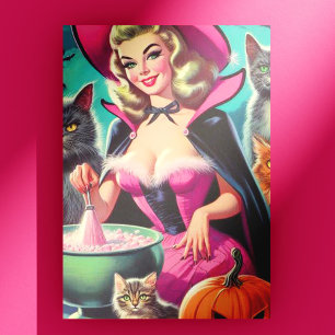 Cartão Postal Pin-up da Bruxa do Halloween