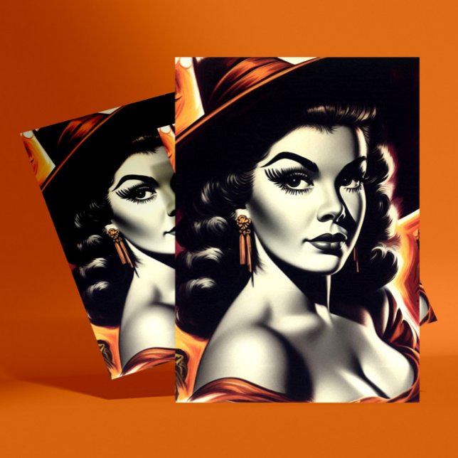 Cartão Postal Pin-up da Bruxa Retro (Criador carregado)