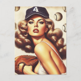 Cartão Postal Pin-Up de Baseball Vintage
