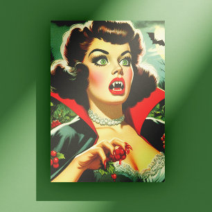 Cartão Postal Pin-up de Vampiro Fofo