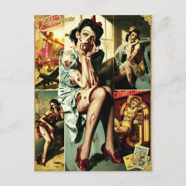 Cartão Postal Pin-Up de Zumbi II (Frente)