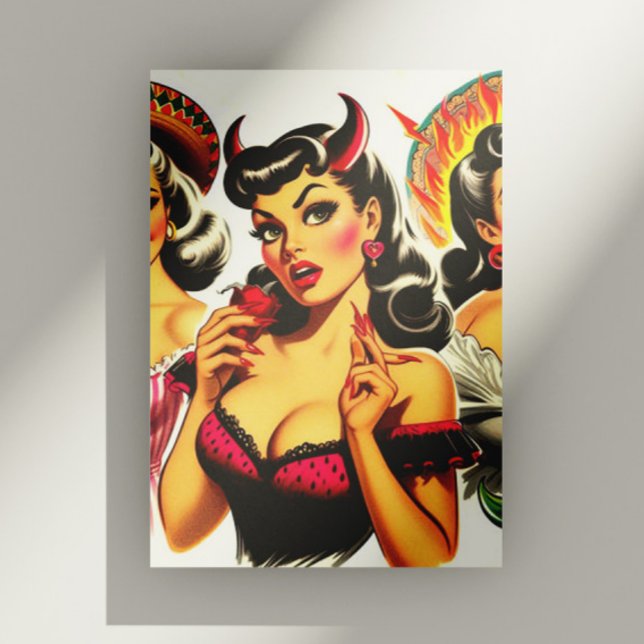Cartão Postal Pin-up Devilish Retro (Criador carregado)