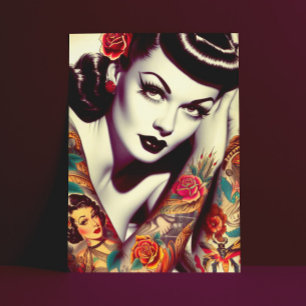 Cartão Postal Pin-up do Glam Retro