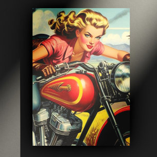 Cartão Postal Pin-up do motociclo retrorreflector