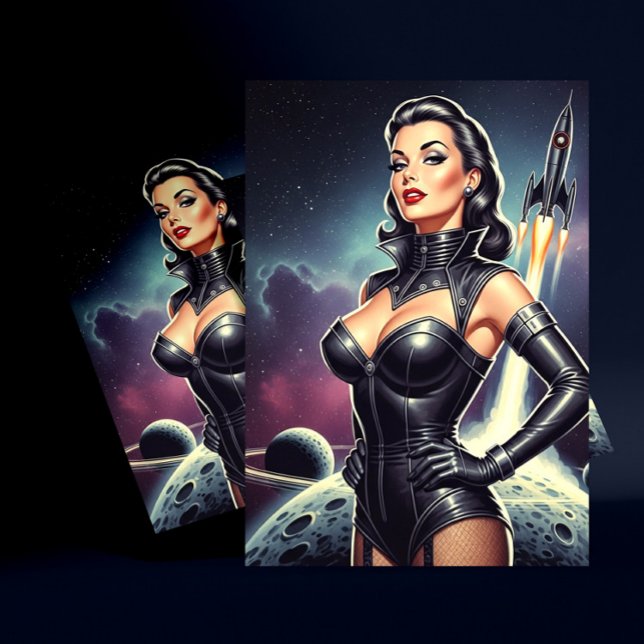 Cartão Postal Pin-up Espacial Vintage (Criador carregado)