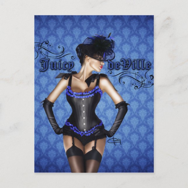 Cartão Postal Pin-up Girl Juicy deVille, por Chadin" (Frente)