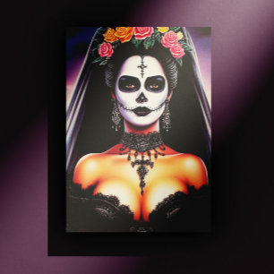 Cartão Postal Pin-up Hispânica Gótica Retro