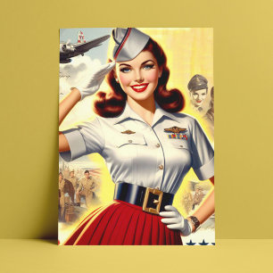 Cartão Postal Pin-up Militar Retroativo