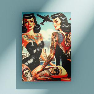 Cartão Postal Pin-up Tatuada Clássica