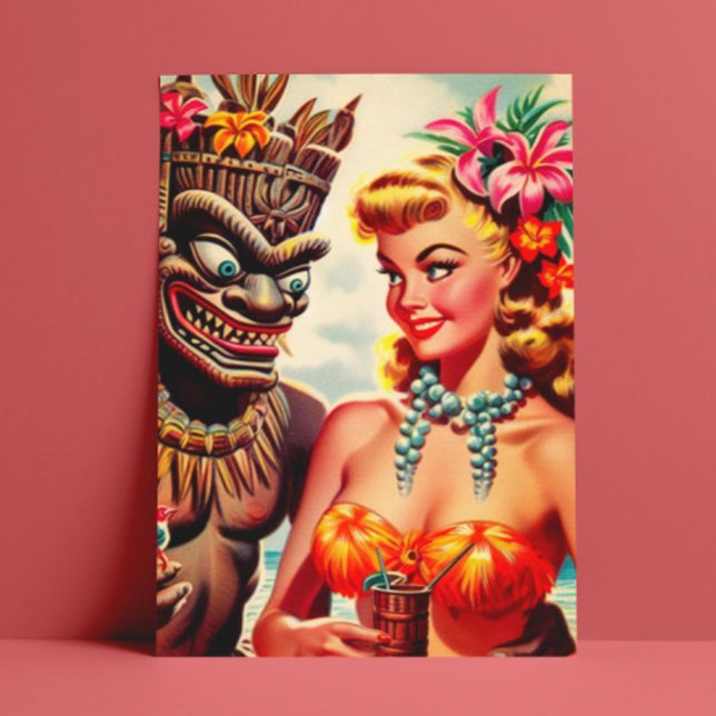 Cartão Postal Pin-up Vintage Tiki (Criador carregado)