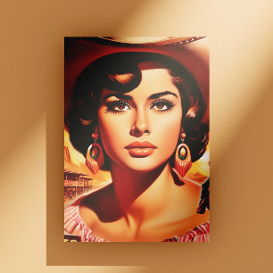 Cartão Postal Pin-up Western Vintage