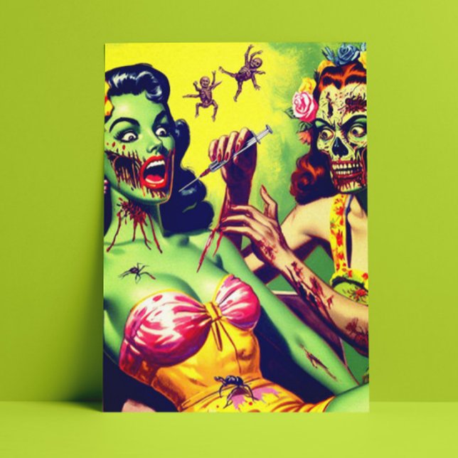 Cartão Postal Pin-up Zombie Retro (Criador carregado)