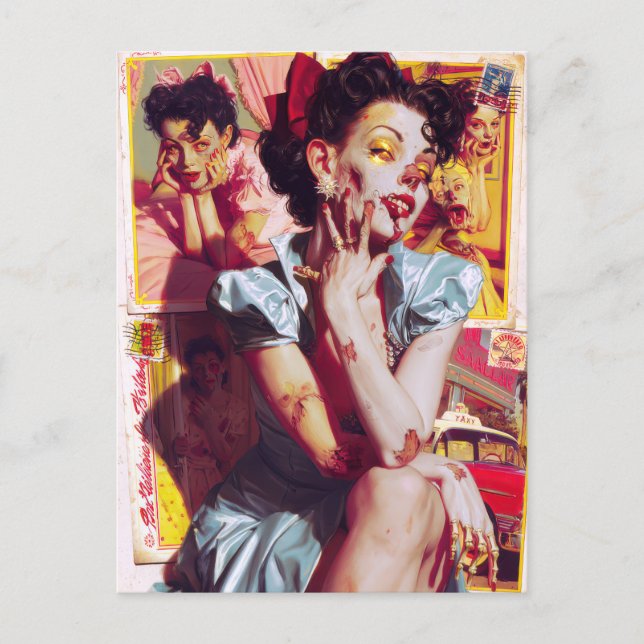 Cartão Postal Pin-Up Zumbi VII (Frente)