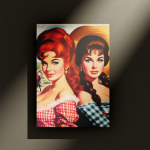 Cartão Postal Pin-ups de Garota Camponesa Vintage