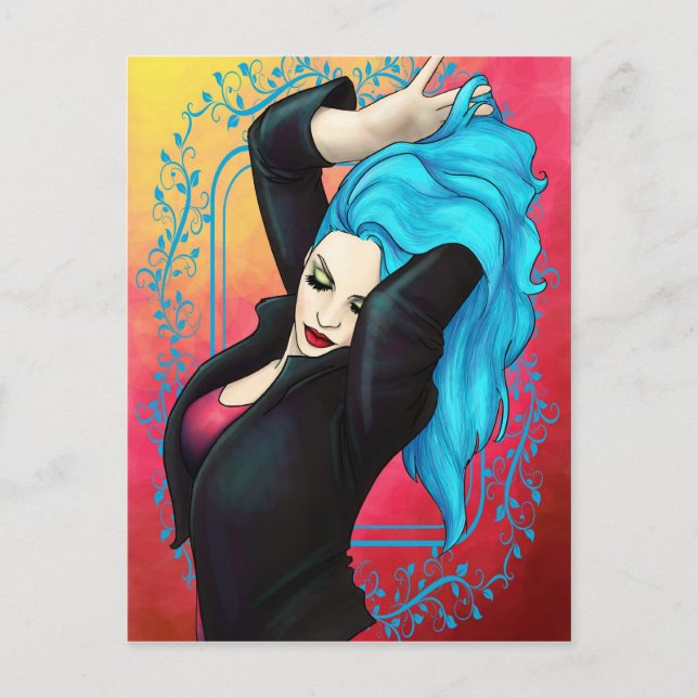 Cartão Postal Pinagem azul vibrante (Frente)