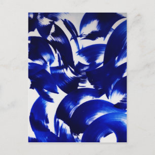 Cartão Postal Pincel Abstrato Azul Céu Escopa Leve Traços Pintur