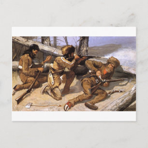 Cartão Postal Pincel com as Redskins por Frederic Remington
