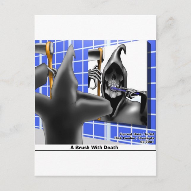 Cartão Postal Pincel com Presentes de Cartoon de Dia de as Bruxa (Frente)