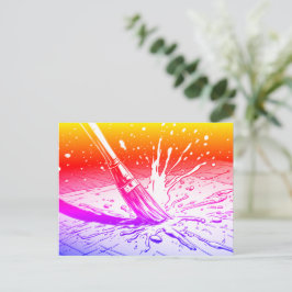 Cartão Postal Pincel de Estilo Gráfico de Cores Vibrantes Mancha