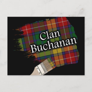 Cartão Postal Pincel de pintura xadrez escocês do Clã Buchanan