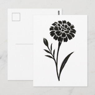 Cartão Postal Pincel de Tinta Calêndula – Ilustração Floral em