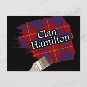 Cartão Postal Pincel do Clã Hamilton Escocês Tartan