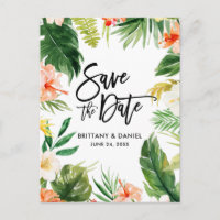Pincel Escrito Salve a Data Tropical Coral Floral