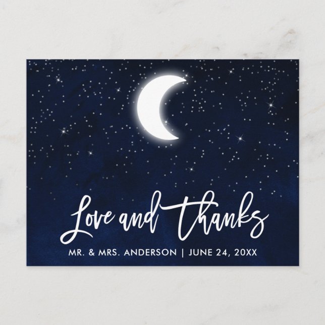 Cartão Postal Pincel Script Amor e Agradecimento de Casamento Ce (Frente)