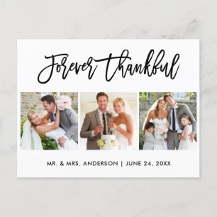 Cartão Postal Pincel Script Para Sempre Grato 3 Foto Casamento