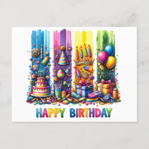 Cartão Postal Pincelada Feliz Aniversário