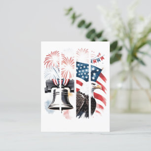 Cartão Postal Pincelada Patriótica – Fogos de Artifício, Bandeir
