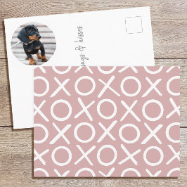 Cartão Postal Pincelada XOXO Foto de Cachorro Personalizada Rosa