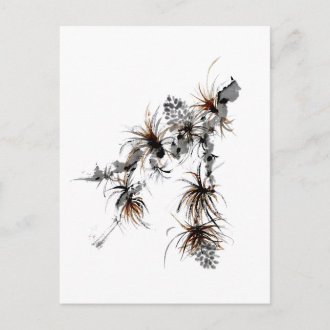 Cartão Postal Pine Branch, Sumi-e (Frente)