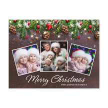 Pine Cones Rustic Felry Christmas 3 Photo Holiday