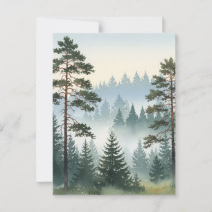 Cartão Postal Pine Forest Watercolor
