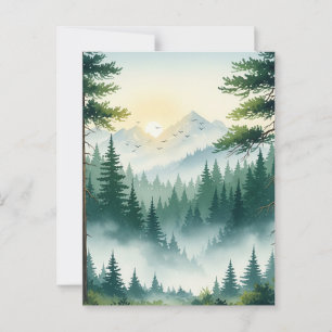 Cartão Postal Pine Forest Watercolor