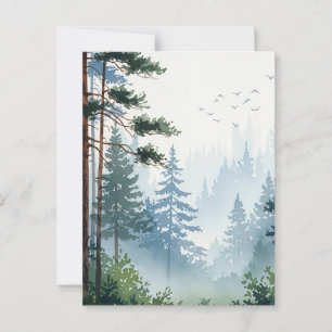 Cartão Postal Pine Forest Watercolor