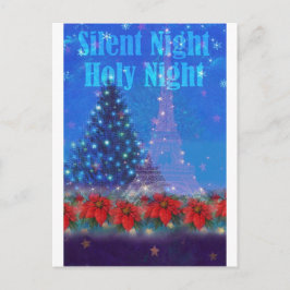Cartão Postal Pine Poinsettia de Natal em Torre Eiffel