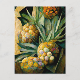 Cartão Postal Pineapple fruit in abstract modern painting.