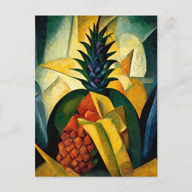 Cartão Postal Pineapple fruit in abstract modern painting.  (Frente)