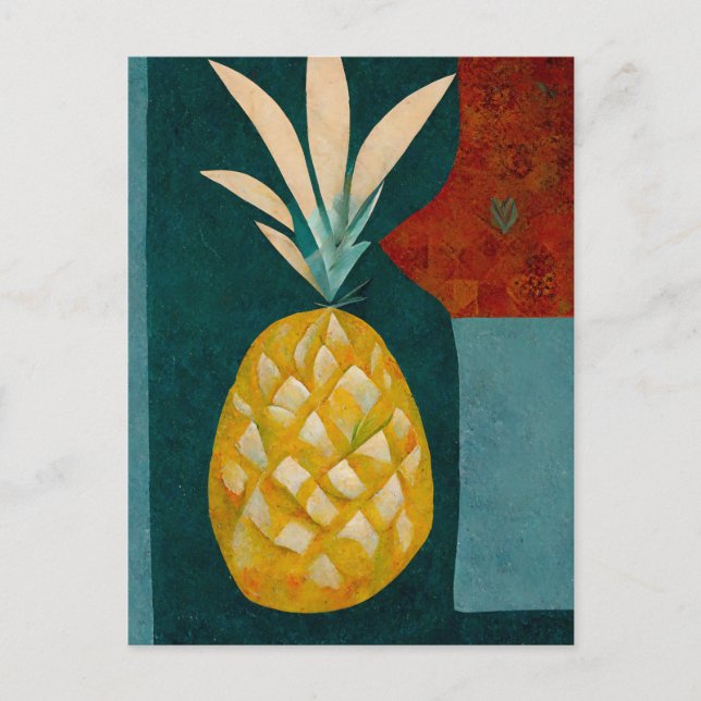 Cartão Postal Pineapple fruit in abstract modern painting. (Frente)