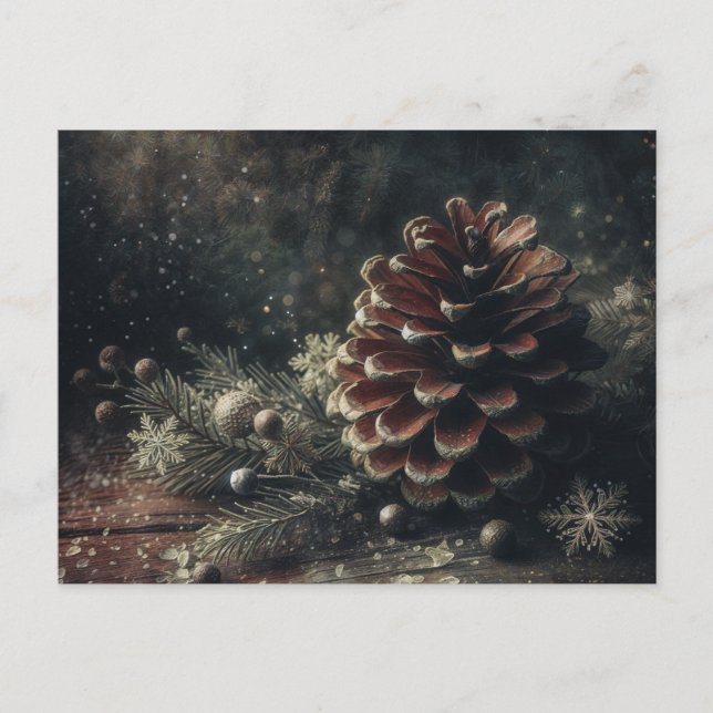 Cartão Postal Pinecone Winter Art (Frente)
