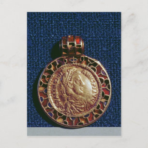 Cartão Postal Pingente de ouro em forma de moeda