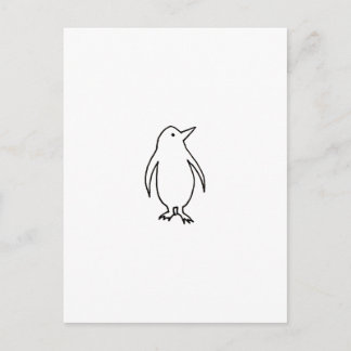 Cartão Postal Pinguim - arte divertida de desenho de linha de ti