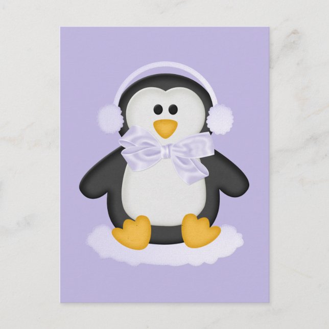 Cartão Postal Pinguim bonito com Arco branco (Frente)
